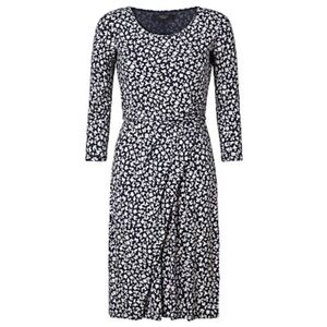 Weekend Max Mara navy floral ruched waist 3/4 sleeve dress L